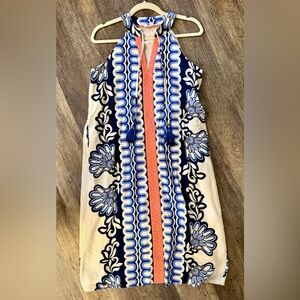 THML Blue and Cream Floral Midi Dress